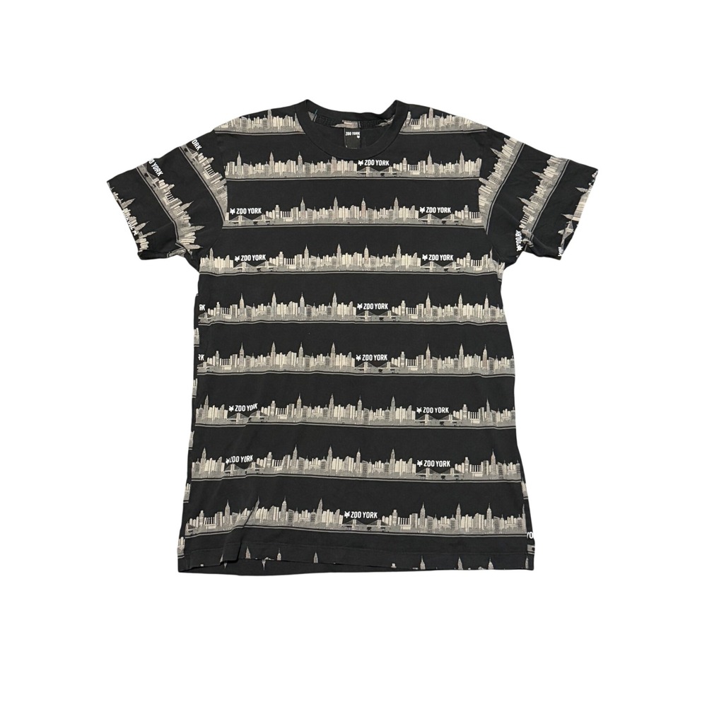 Zoo York Mens NYC Skyline All Over Print T-Shirt Black Cotton Made in USA Large